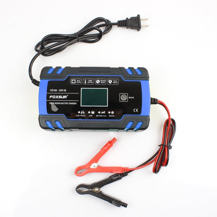 FOXSUR 12V-24V Car Motorcycle Truck Repair Battery Charger AGM Charger, US Plug (Blue) - Battery Charger by FOXSUR | Online Shopping UK | buy2fix