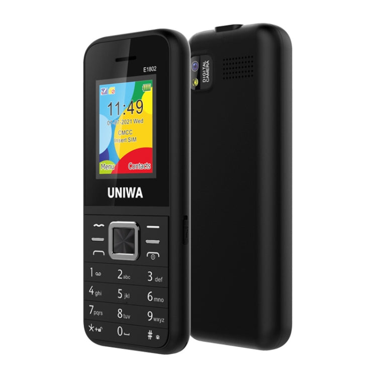 UNIWA E1802 Mobile Phone, 1.77 inch, 1800mAh Battery, SC6531DA, 21 Keys, Support Bluetooth, FM, MP3, MP4, GSM, Dual SIM(Black) - UNIWA by UNIWA | Online Shopping UK | buy2fix