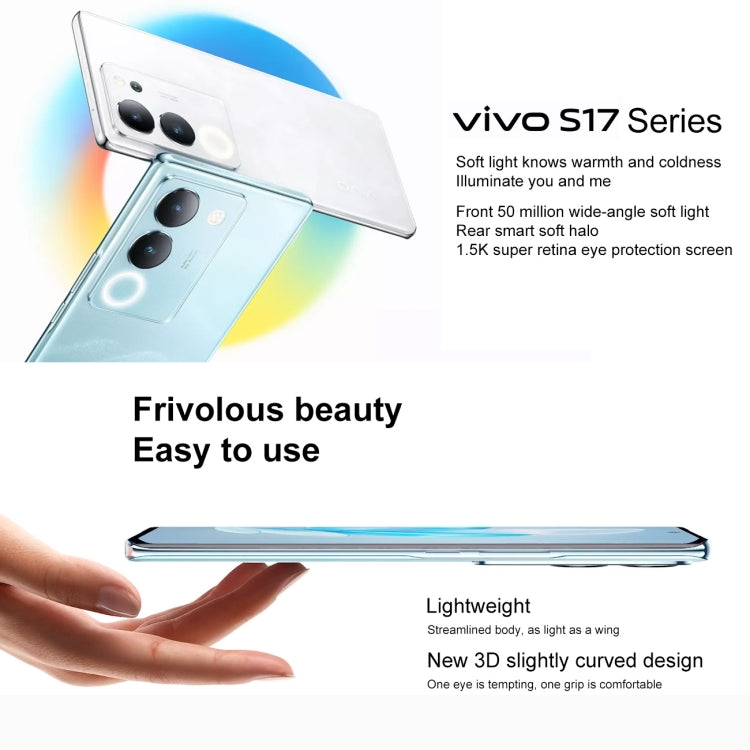 vivo S17 Pro 5G, 50MP Camera, 12GB+256GB, Triple Back Cameras, Srceen Fingerprint Identification, 4600mAh Battery, 6.78 inch Android 13 OriginOS 3 Dimensity 8200 Octa Core up to 3.1GHz, OTG, NFC, Network: 5G(Blue) - vivo by vivo | Online Shopping UK | buy2fix