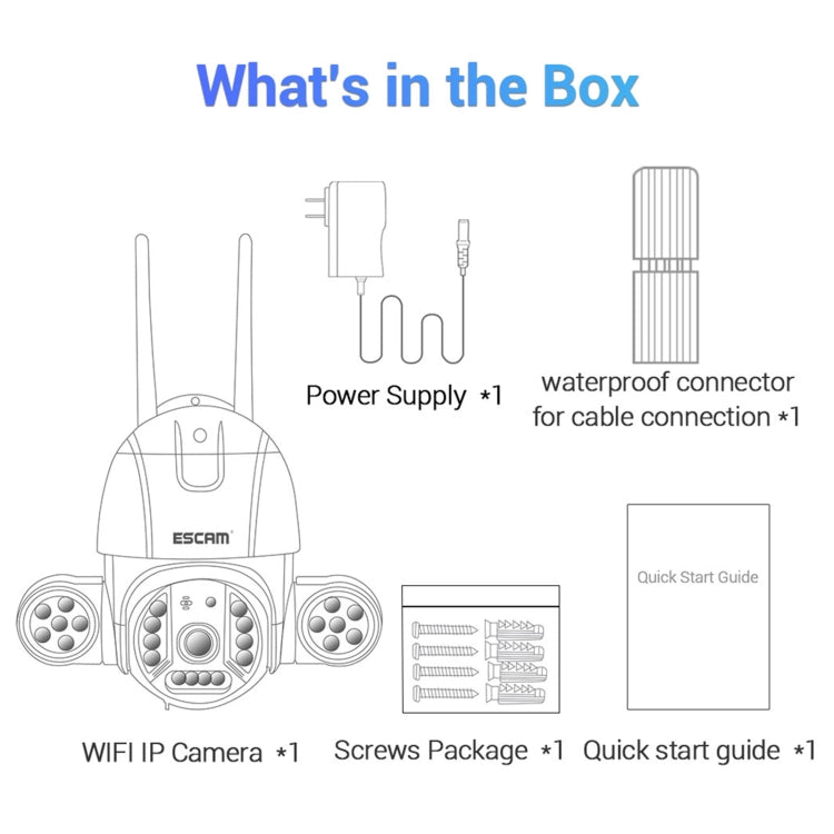 ESCAM QF233 3.0 Million Pixels Smart WiFi IP Camera, Support Auto Tracking & Night Vision & Two Way Audio & TF Card & Onvif, US Plug - Security by ESCAM | Online Shopping UK | buy2fix