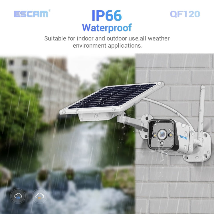 ESCAM QF120 1080P IP66 Waterproof WiFi IP Camera with Solar Panel, Support Night Vision & Motion Detection & Two Way Audio & TF Card - Security by ESCAM | Online Shopping UK | buy2fix