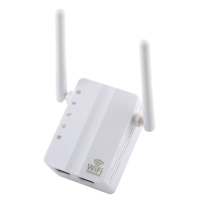 300Mbps Wireless-N Range Extender WiFi Repeater Signal Booster Network Router with 2 External Antenna, EU Plug(White) - Broadband Amplifiers by buy2fix | Online Shopping UK | buy2fix