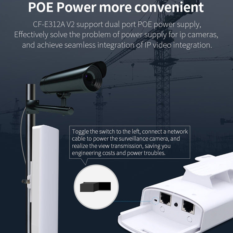 COMFAST CF-E312A Qualcomm AR9344 5.8GHz 300Mbps/s Outdoor ABS Wireless Network Bridge with POE Adapter - Network Hardware by COMFAST | Online Shopping UK | buy2fix