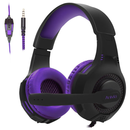 SADES AH-68 3.5mm Plug Wire-controlled E-sports Gaming Headset with Retractable Microphone, Cable Length: 2m(Black purple) - Multimedia Headset by SADES | Online Shopping UK | buy2fix