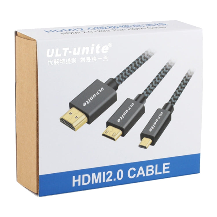ULT-unite Gold-plated Head HDMI Male to Micro HDMI Male Nylon Braided Cable, Cable Length: 1.2m (Silver) - Cable by ult-unite | Online Shopping UK | buy2fix