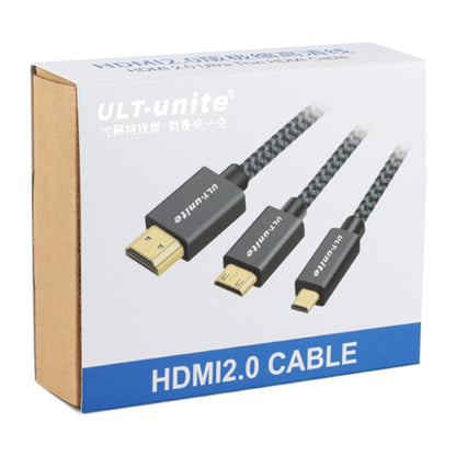 ULT-unite Gold-plated Head HDMI Male to Micro HDMI Male Nylon Braided Cable, Cable Length: 2m(Silver) - Cable by ult-unite | Online Shopping UK | buy2fix
