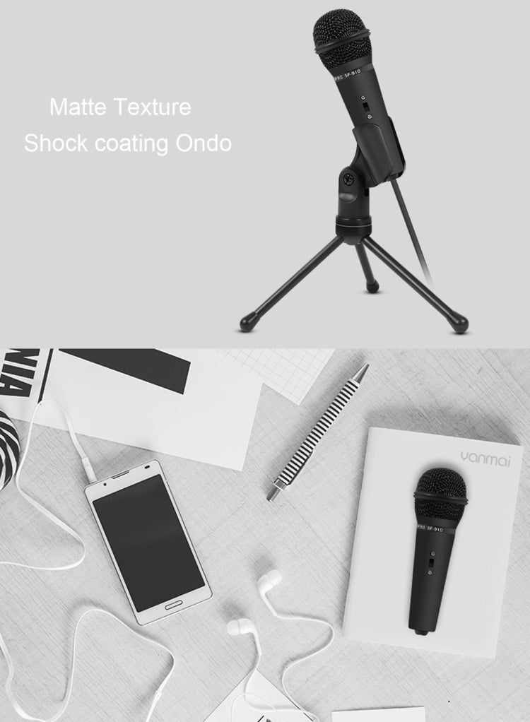 Yanmai SF-910 Professional Condenser Sound Recording Microphone with Tripod Holder, Cable Length: 2.0m, Compatible with PC and Mac for Live Broadcast Show, KTV, etc.(White) - Consumer Electronics by Yanmai | Online Shopping UK | buy2fix