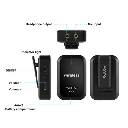 Yanmai BT8 Bluetooth Wireless Microphone (Black) - Consumer Electronics by Yanmai | Online Shopping UK | buy2fix
