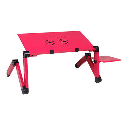 Portable 360 Degree Adjustable Foldable Aluminium Alloy Desk Stand with Double CPU Fans & Mouse Pad for Laptop / Notebook, Desk Size: 480mm x 260mm (Red) - Computer & Networking by buy2fix | Online Shopping UK | buy2fix