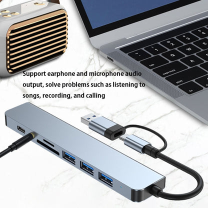 BYL-2218TU 8 in 1 USB + USB-C / Type-C to USB Multifunctional Docking Station HUB Adapter - Computer & Networking by buy2fix | Online Shopping UK | buy2fix