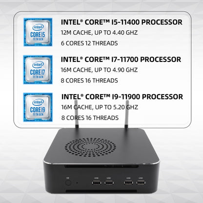 HYSTOU M7 Windows 7/8/10 / Linux System Mini PC, Intel Core i7-11700 Octa-core 16M Cache up to 4.9GHz, 32GB RAM+1TB SSD, EU Plug - Windows Mini PCs by HYSTOU | Online Shopping UK | buy2fix