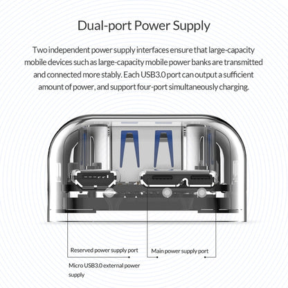 ORICO F4U 4 x USB 3.0 Ports 5Gbps Fast Transmission Desktop HUB with Blue LED Indicator Light(Transparent) - Computer & Networking by ORICO | Online Shopping UK | buy2fix