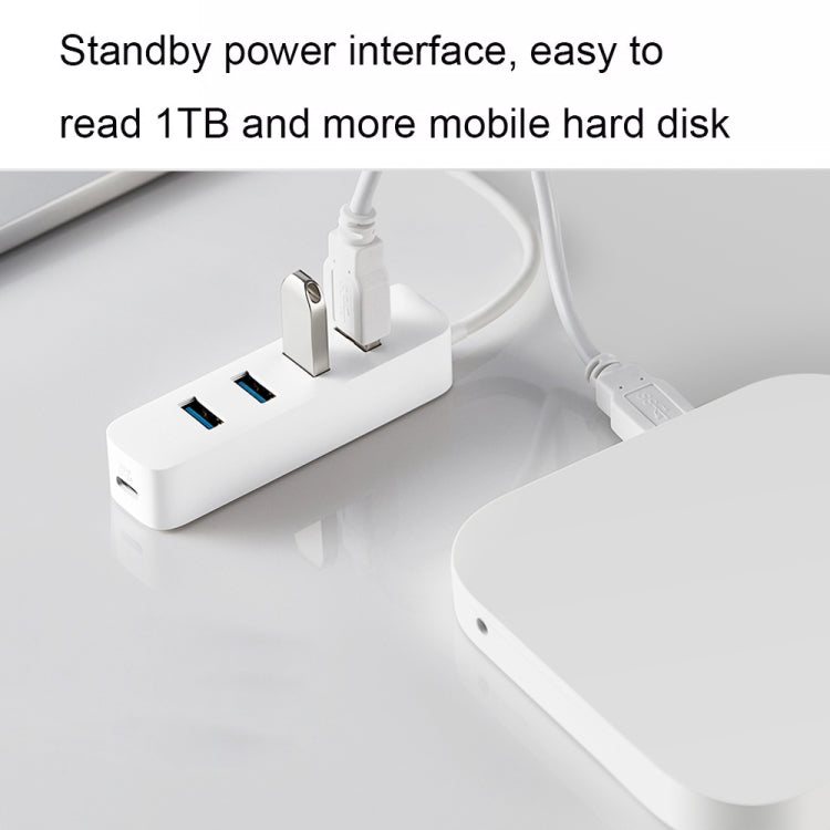 Original Xiaomi 4 Ports USB3.0 Hub with Stand-by Power Supply Interface USB Hub Extender Extension Connector Adapter(White) - Lan Cable and Tools by Xiaomi | Online Shopping UK | buy2fix