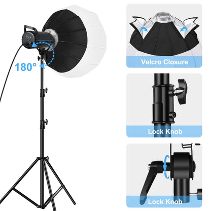 PULUZ 150W 5600K Studio Video Light + 2.8m Light Holder + 65cm Foldable Lantern Softbox Photography Kit(UK Plug) - Shoe Mount Flashes by PULUZ | Online Shopping UK | buy2fix