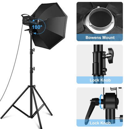 PULUZ 150W 3200K-5600K Photo Studio Strobe Flash Light Kit with Softbox Reflector & Tripod(UK Plug) - Shoe Mount Flashes by PULUZ | Online Shopping UK | buy2fix