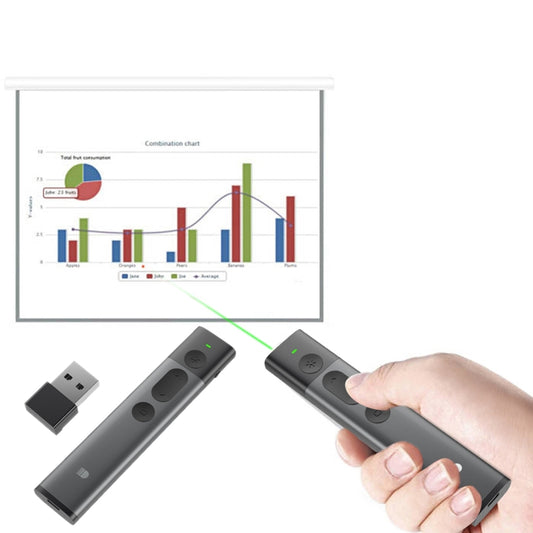 Doosl DSIT032 2.4GHz Wireless Presenter PowerPoint Clicker Representation Remote Control Green Laser Pointer, Control Distance: 100m -  by DOOSL | Online Shopping UK | buy2fix