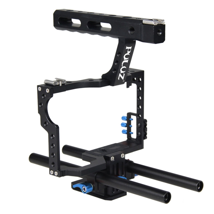 PULUZ Camera Cage Handle Stabilizer for Sony A7 & A7S & A7R, A7 II & A7R II & A7S II, A7R III & A7S III, A7R IV, A6000, A6500, A6300, Panasonic Lumix DMC-GH4(Blue) - Camera Cage by PULUZ | Online Shopping UK | buy2fix