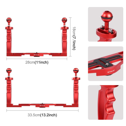 PULUZ Dual Handles Aluminium Alloy Tray Stabilizer for Underwater Camera Housings(Red) - Diving Accessories by PULUZ | Online Shopping UK | buy2fix