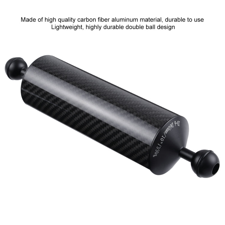 PULUZ 10.82 inch 27.5cm Length 60mm Diameter Dual Balls Carbon Fiber Floating Arm, Ball Diameter: 25mm, Buoyancy: 350g - Diving Accessories by PULUZ | Online Shopping UK | buy2fix