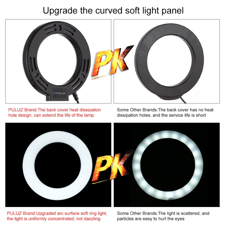 PULUZ 6.2 inch 16cm USB 10 Modes 8 Colors RGBW Dimmable LED Ring Vlogging Photography Video Lights with Tripod Ball Head(Black) - Ring Light by PULUZ | Online Shopping UK | buy2fix