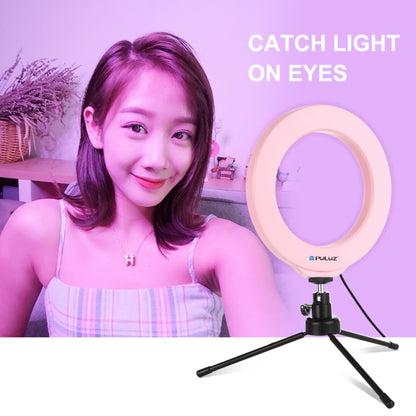 PULUZ 6.2 inch 16cm USB 10 Modes 8 Colors RGBW Dimmable LED Ring Vlogging Photography Video Lights with Tripod Ball Head(Pink) - Consumer Electronics by PULUZ | Online Shopping UK | buy2fix