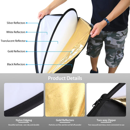 PULUZ 110cm 5 in 1 (Silver / Translucent / Gold / White / Black) Folding Photo Studio Reflector Board -  by PULUZ | Online Shopping UK | buy2fix