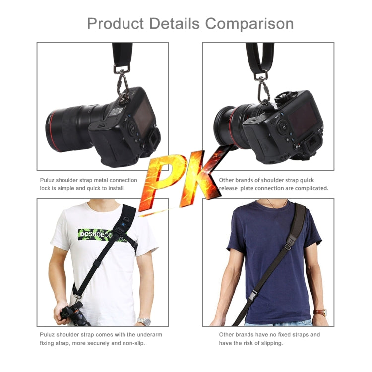 PULUZ Quick Release Anti-Slip Soft Pad Nylon Breathable Curved Camera Strap with Metal Hook for SLR / DSLR Cameras - Camera Accessories by PULUZ | Online Shopping UK | buy2fix