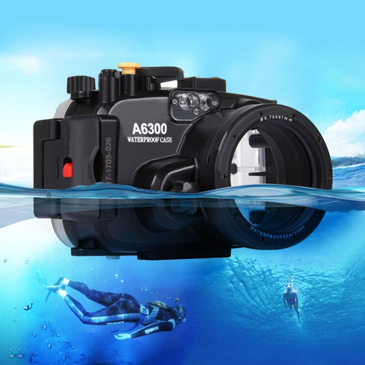 PULUZ 40m Underwater Depth Diving Case Waterproof Camera Housing for Sony A6300 (E PZ 16-50mm F3.5-5.6 OSS)(Black) - Camera Accessories by PULUZ | Online Shopping UK | buy2fix