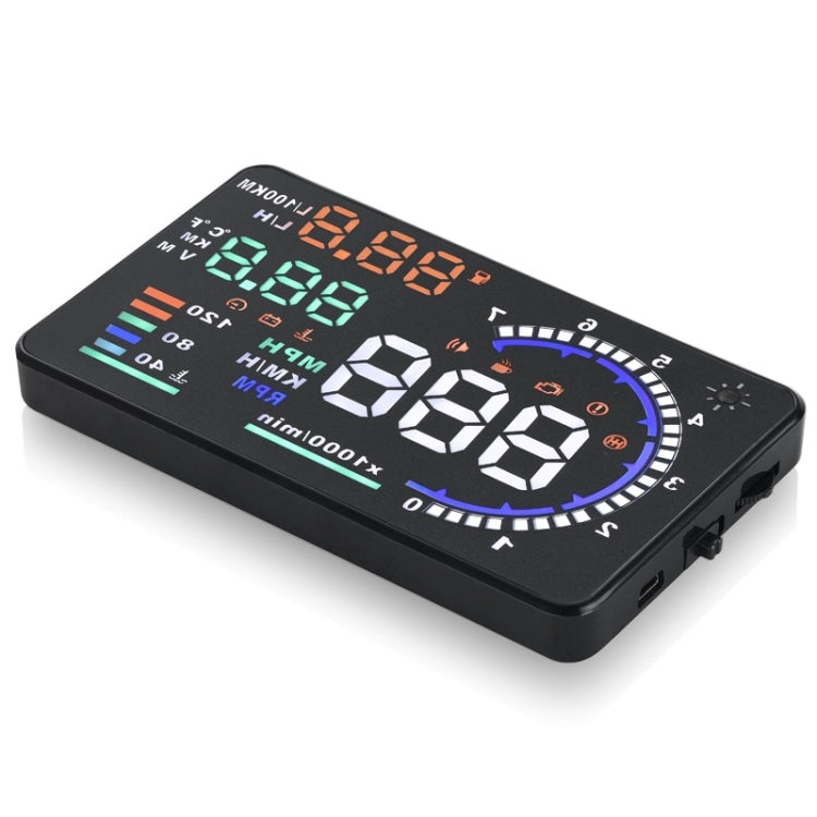 A8 5.5 inch Car OBDII HUD Warning System Vehicle-mounted Head Up Display Projector with LED, Support Fuel Consumption & Over Speed Alarm & Water Temperature & Fault Diagnosis - Head Up Display System by buy2fix | Online Shopping UK | buy2fix