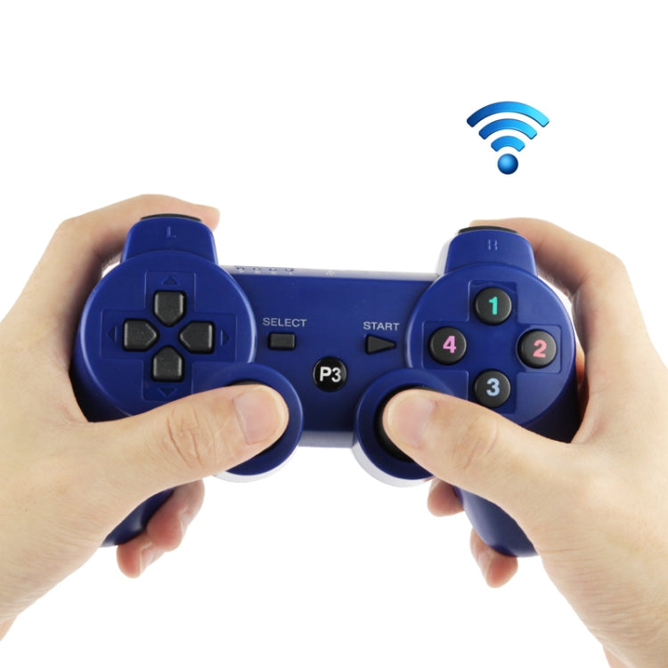 Double Shock III Wireless Controller, Manette Sans Fil Double Shock III for Sony PS3, Has Vibration Action(with logo)(Blue) - Gamepads by buy2fix | Online Shopping UK | buy2fix