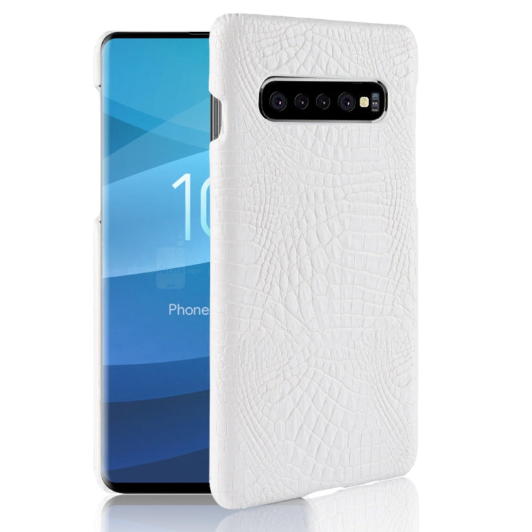 Shockproof Crocodile Texture PC + PU Case for Galaxy S10 5G (White) - Samsung Accessories by buy2fix | Online Shopping UK | buy2fix