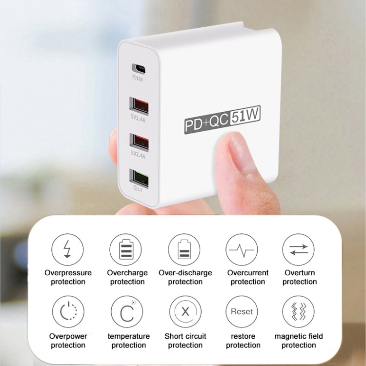 WLX-A6 4 Ports Quick Charging USB Travel Charger Power Adapter, EU Plug - Apple Accessories by buy2fix | Online Shopping UK | buy2fix