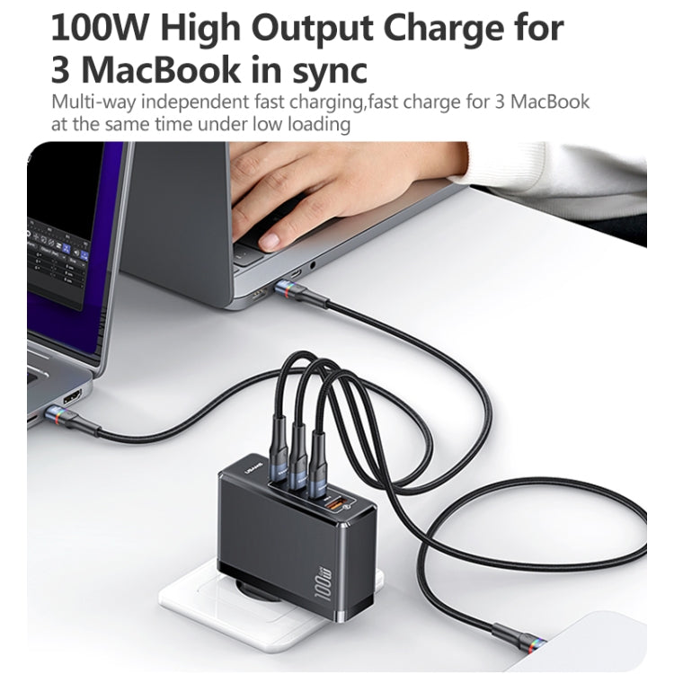 USAMS US-CC163 T50 4 in 1 100W USB + USB-C / Type-C Wall Travel Charger, EU Plug - USB Charger by USAMS | Online Shopping UK | buy2fix