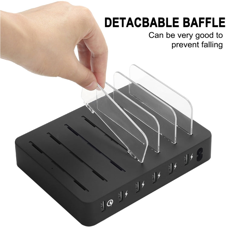 008QC Multi-function DC5V/9A QC18W Output 6 Ports USB Detachable Charging Station Smart Charger, Support QC3.0(Black) - Multifunction Charger by buy2fix | Online Shopping UK | buy2fix