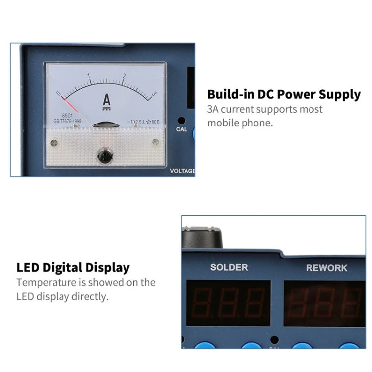 Kaisi K-863D 3 in 1 Hot Air Gun Soldering Station SMD Rework Station With 3A DC Power Supply for Phone PCB Welding Repair Machine, US Plug - Electric Soldering Iron by Kaisi | Online Shopping UK | buy2fix