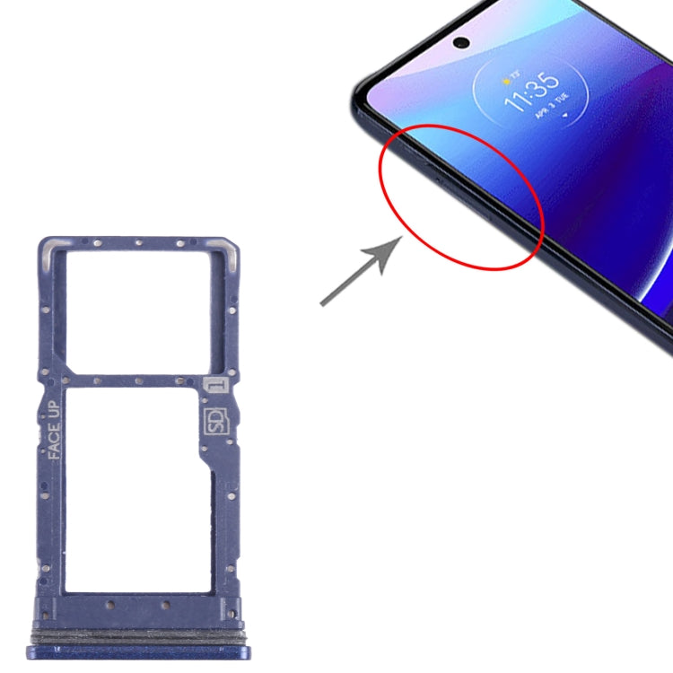 For Motorola Moto G Stylus 2022 SIM Card Tray + Micro SD Card Tray (Blue) - Card Socket by buy2fix | Online Shopping UK | buy2fix