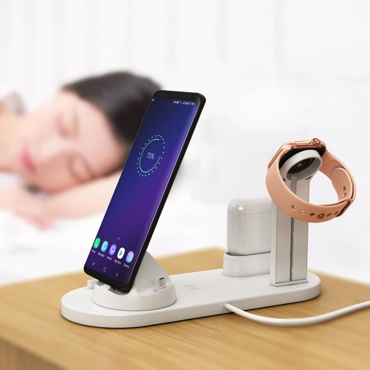 HQ-UD15 Rotatable Wireless Charging Base with Stand for Phones / iWatches / AirPods (White) - Multifunction Charger by buy2fix | Online Shopping UK | buy2fix