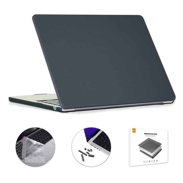 For MacBook Air 13.6 2022/2024 A2681 M2 / A3113 M3 US Version ENKAY 3 in 1 Matte Laptop Case with TPU Keyboard Film / Anti-dust Plugs(Black) - MacBook Air Cases by ENKAY | Online Shopping UK | buy2fix