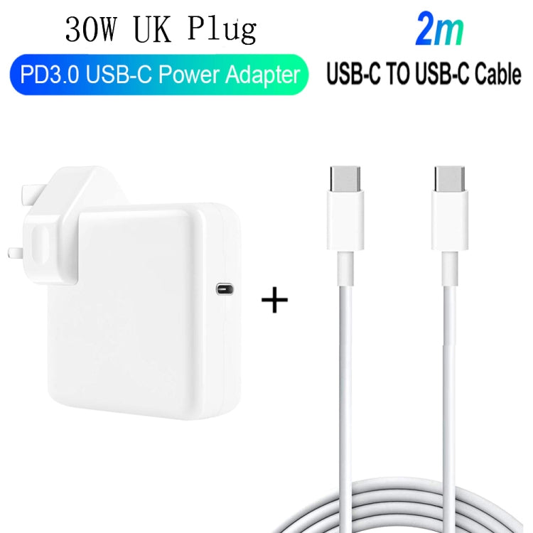 2 in 1 PD 30W USB-C / Type-C + 3A PD 3.0 USB-C / Type-C to USB-C / Type-C Fast Charge Data Cable Set, Cable Length: 2m, UK Plug - Mobile Accessories by buy2fix | Online Shopping UK | buy2fix