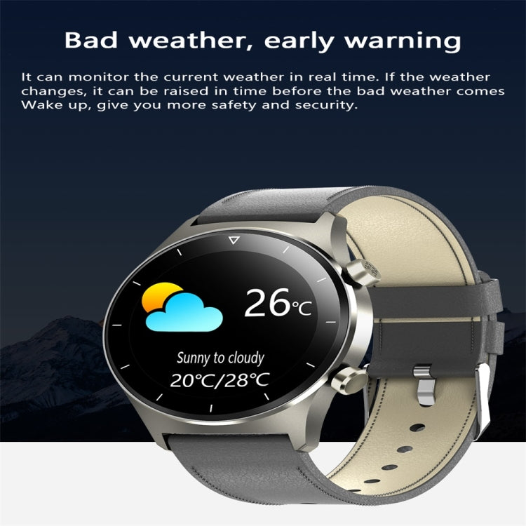 E13 1.28 inch IPS Color Screen Smart Watch, IP68 Waterproof, Leather Watchband, Support Heart Rate Monitoring/Blood Pressure Monitoring/Blood Oxygen Monitoring/Sleep Monitoring(Gold) - Smart Wear by buy2fix | Online Shopping UK | buy2fix