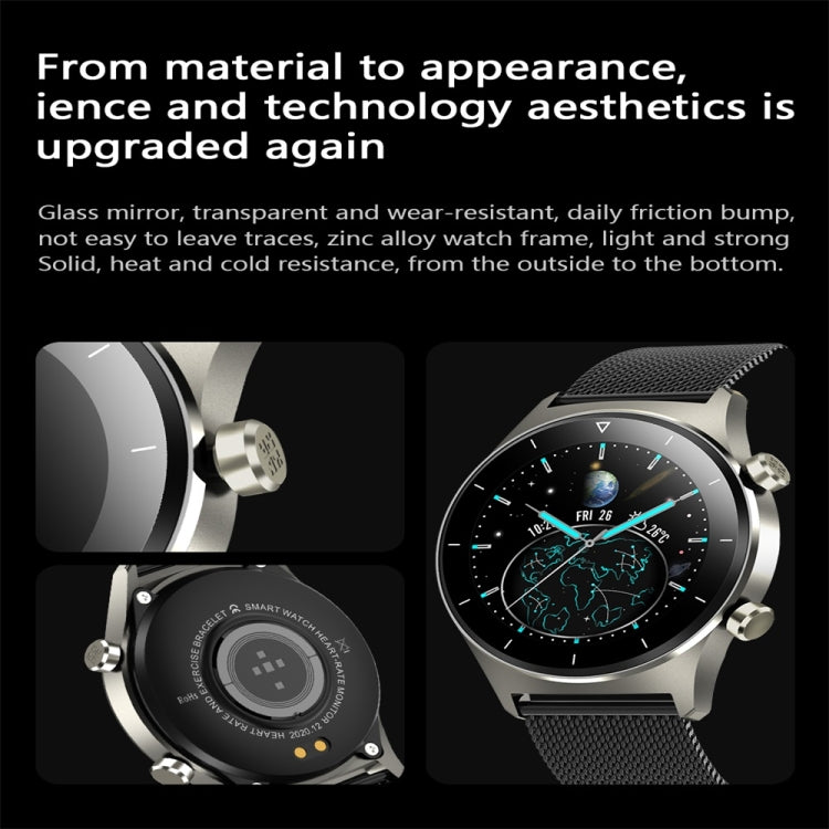 E13 1.28 inch IPS Color Screen Smart Watch, IP68 Waterproof, Leather Watchband, Support Heart Rate Monitoring/Blood Pressure Monitoring/Blood Oxygen Monitoring/Sleep Monitoring(Silver) - Smart Wear by buy2fix | Online Shopping UK | buy2fix