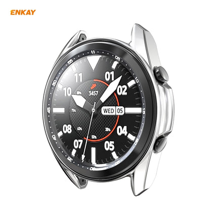 For Samsung Galaxy Watch 3 41mm 2 in 1 ENKAY Hat-Prince Electroplate Soft TPU Case + 0.2mm 9H 2.15D Curved Edge Tempered Glass Film(Silver) - Watch Cases by ENKAY | Online Shopping UK | buy2fix