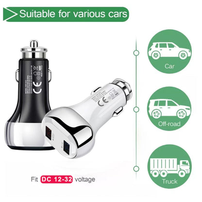 YSY-312 2 in 1 18W Portable QC3.0 Dual USB Car Charger + 1m 3A USB to 8 Pin Data Cable Set(Black) - Car Charger by buy2fix | Online Shopping UK | buy2fix