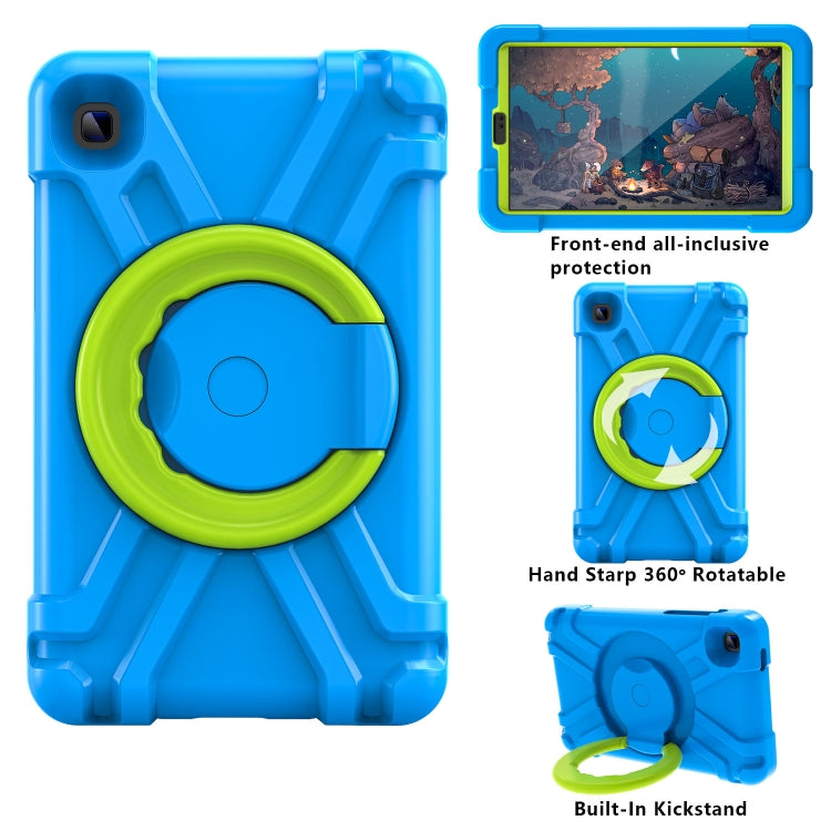 For Galaxy Tab A7 Lite T220/T225 PC + Silicone Shockproof Combination Case with 360 Degree Rotating Holder & Handle(Blue+Grass Green) - Tab A7 Lite T220 / T225 by buy2fix | Online Shopping UK | buy2fix