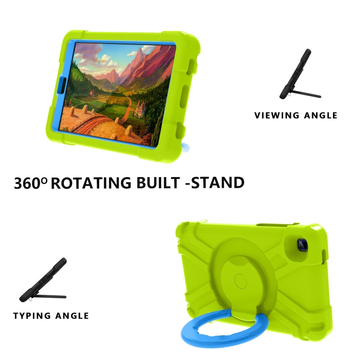 For Galaxy Tab A7 Lite T220/T225 PC + Silicone Shockproof Combination Case with 360 Degree Rotating Holder & Handle(Grass Green+Blue) - Tab A7 Lite T220 / T225 by buy2fix | Online Shopping UK | buy2fix