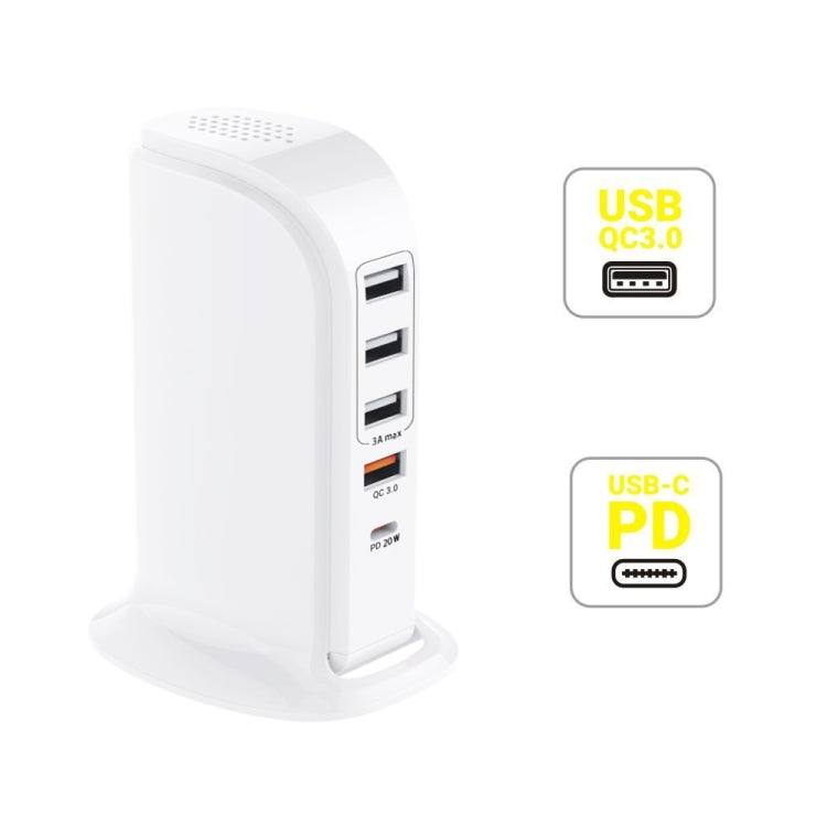 PD-36W PD3.0 + QC3.0 4-port USB Mobile Phone Charging Sailboat Multi Port Charger, EU Plug - Multifunction Charger by buy2fix | Online Shopping UK | buy2fix