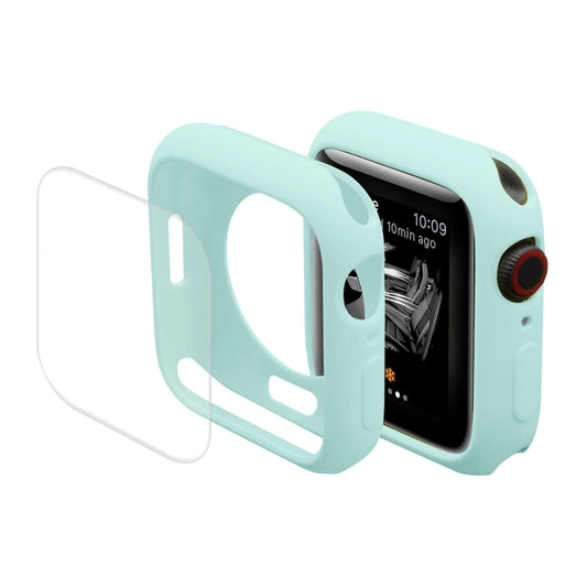 ENKAY Hat-Prince Protective TPU Watch Case + Full Coverage PET Screen Protector Film For Apple Watch Series 8 / 7 41mm(Light Blue) - Watch Cases by ENKAY | Online Shopping UK | buy2fix