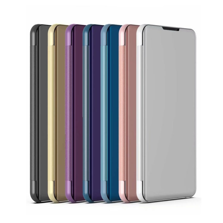 For Samsung Galaxy A73 5G Plated Mirror Flip Leather Case with Holder(Silver) - Samsung Accessories by buy2fix | Online Shopping UK | buy2fix