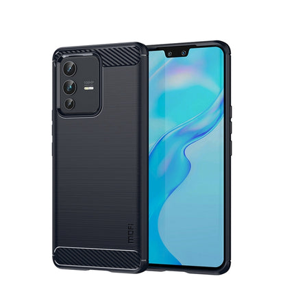 For vivo V23 Pro /S12 Pro MOFI Gentleness Series Brushed Texture Carbon Fiber Soft TPU Phone Case(Blue) - vivo Cases by MOFI | Online Shopping UK | buy2fix