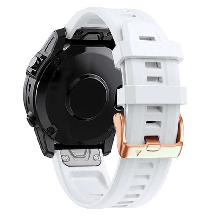 For Garmin Fenix 5S Plus 20mm Rose Gold Buckle Silicone Watch Band(White) - Watch Bands by buy2fix | Online Shopping UK | buy2fix